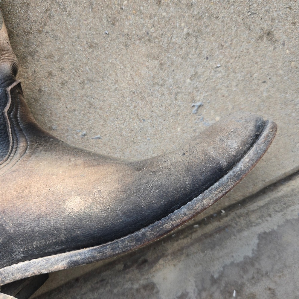 SINGLE Lucchese 2000 RIGHT BOOT ONLY 9 B Men Black Distressed Cowboy Replacement - Picture 4 of 14